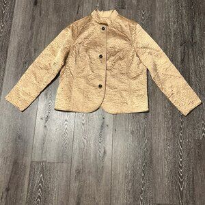 Kate Hill Jacket Womens XL Gold Mandarin Collar Quilted 3 Button Quality